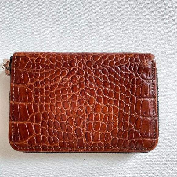 Vintage Jean Paul Goulthier Croc Skin Embossed Brown Zip Around Square Wallet - Picture 4 of 11